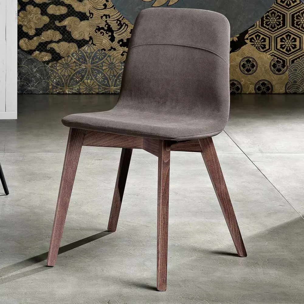 Viadurini Living Design Stühle-Design-Küchenstuhl aus Holz und Stoff, hergestellt in Italien, Egizia