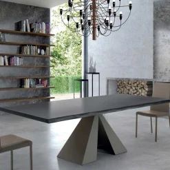 Viadurini Living Esstische-Designtisch aus furniertem Holz und Stahl, hergestellt in Italien – Dalmata