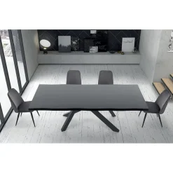 Viadurini Living Esstische-Designtisch aus Holz und Stahl für bis zu 12 Sitzplätze, hergestellt in Italien – Settimmio