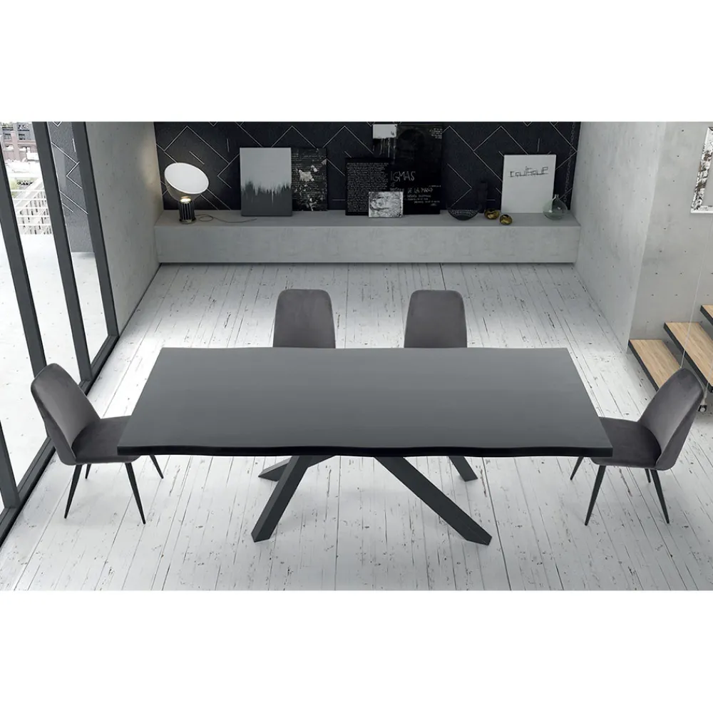 Viadurini Living Esstische-Designtisch aus Holz und Stahl für bis zu 12 Sitzplätze, hergestellt in Italien – Settimmio