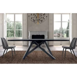 Viadurini Living Esstische-Designtisch aus Holz und Stahl für bis zu 12 Sitzplätze, hergestellt in Italien – Settimmio