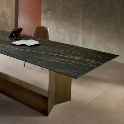 Viadurini Living Esstische Nach Mass|Esstische-Designtisch aus Matt Noir Desir Keramik und Metall Made in Italy - Dunkelbraun