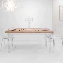 Viadurini Living Esstische-Designtisch aus Tannenholz und Plexiglas aus Italien, Castro