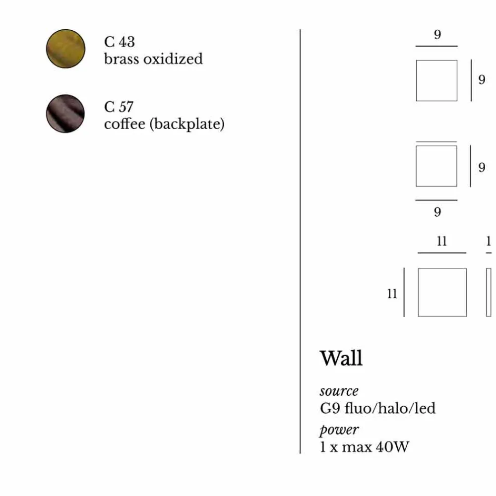 Viadurini Lighting Vintage Wandleuchten-Design-Wandleuchte aus Messing und Stahl 11xH11xsp 10 cm Venere