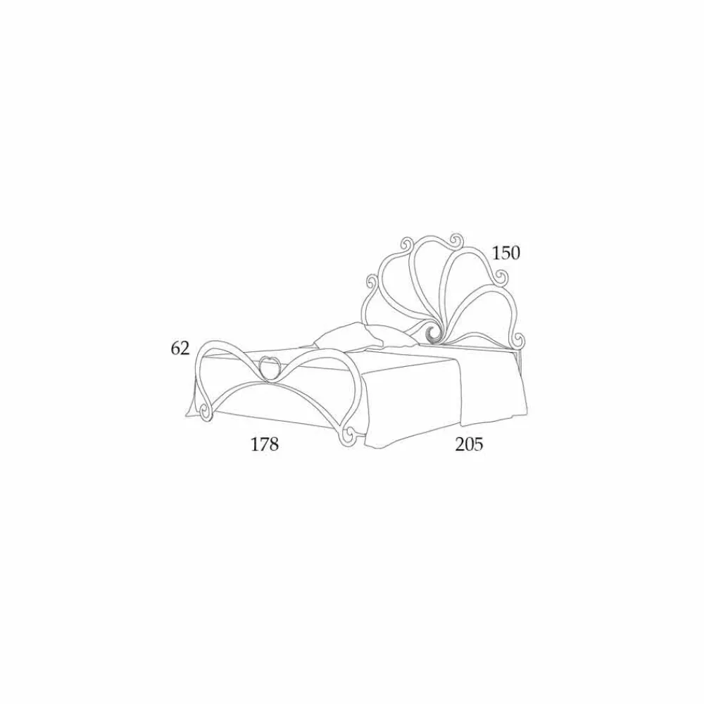 Viadurini Night Design Maßgeschneiderte Möbel|Schmiedeeisen Doppelbetten-Doppelbett aus Eisen mit Kristall Eden 160x190 cm in modernem Design