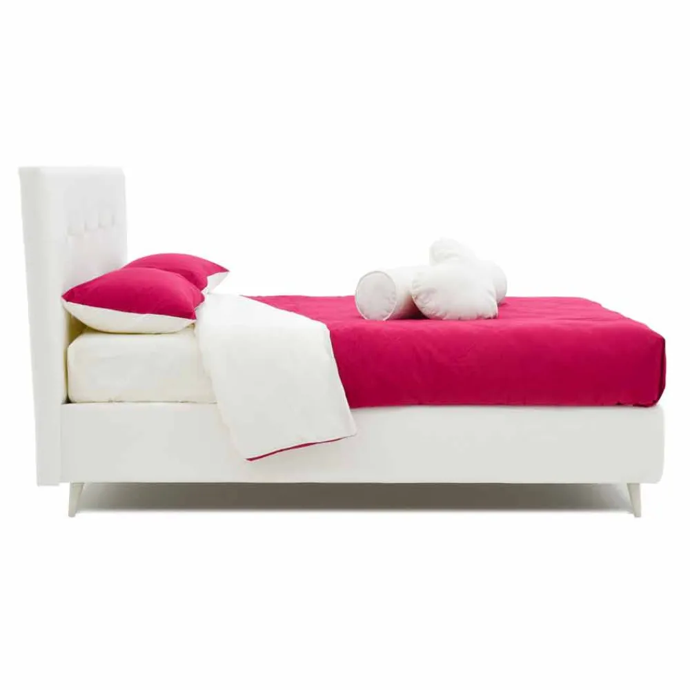 Viadurini Night Design Polsterbetten|Maßgeschneiderte Möbel-Doppelbett aus Kunstleder mit Swarovski Made in Italy - Perzio