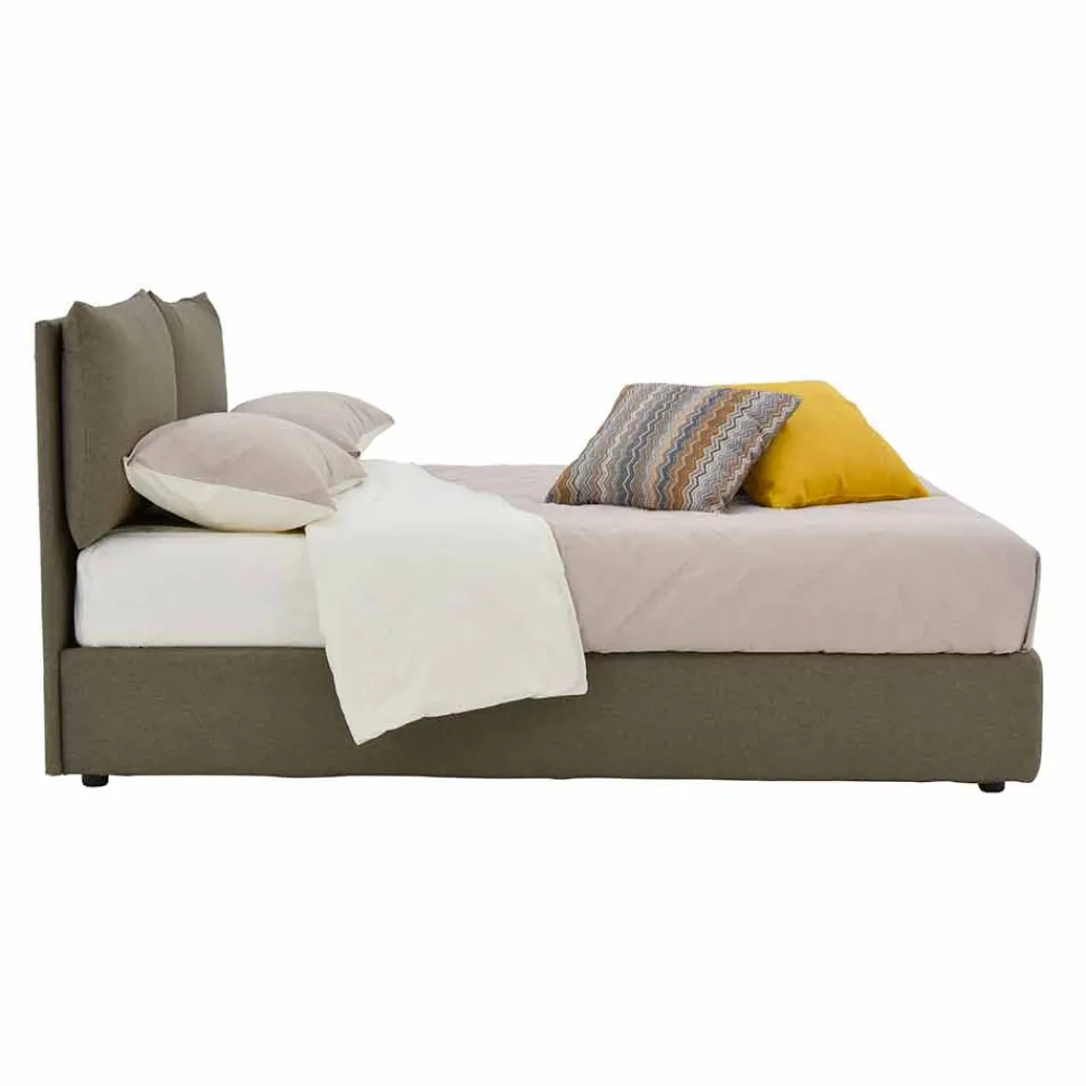 Viadurini Night Design Maßgeschneiderte Möbel|Polsterbetten-Doppelbett aus Stoff gepolstert mit schwarzen Füßen Made in Italy - Bandola