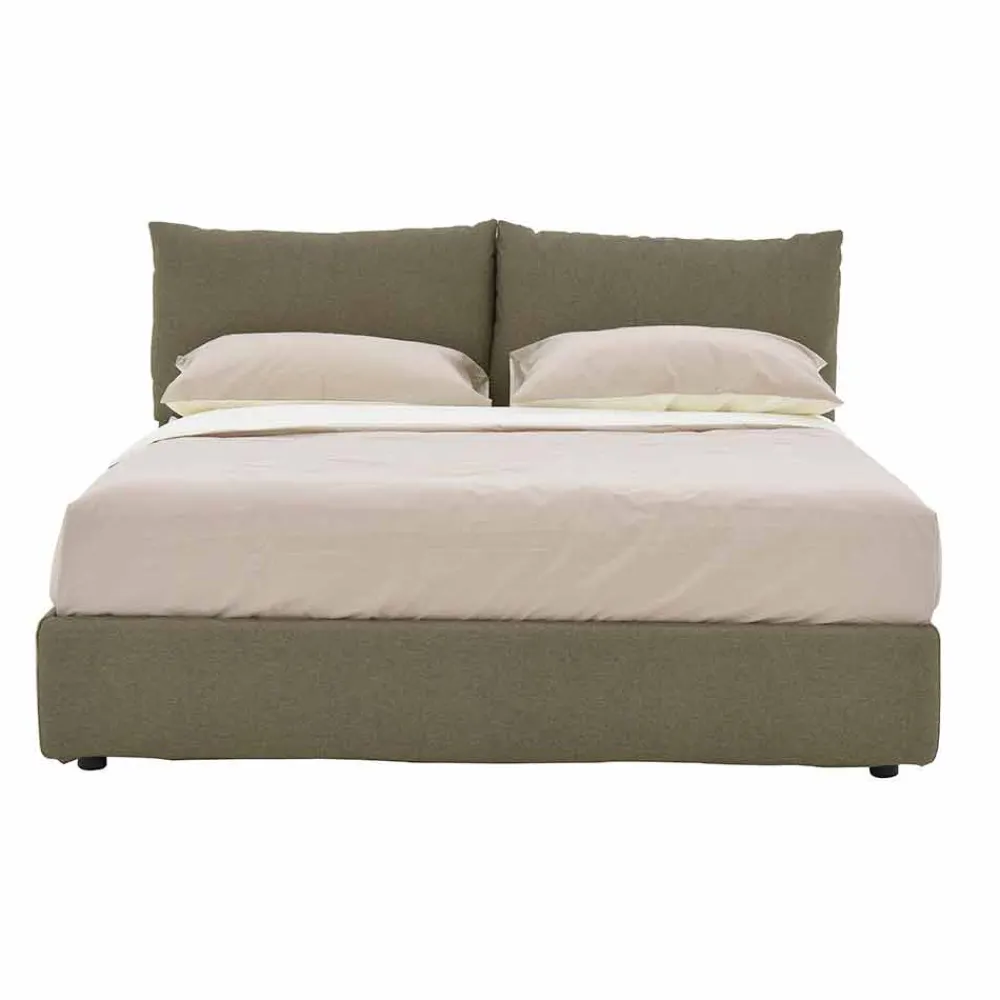 Viadurini Night Design Maßgeschneiderte Möbel|Polsterbetten-Doppelbett aus Stoff gepolstert mit schwarzen Füßen Made in Italy - Bandola