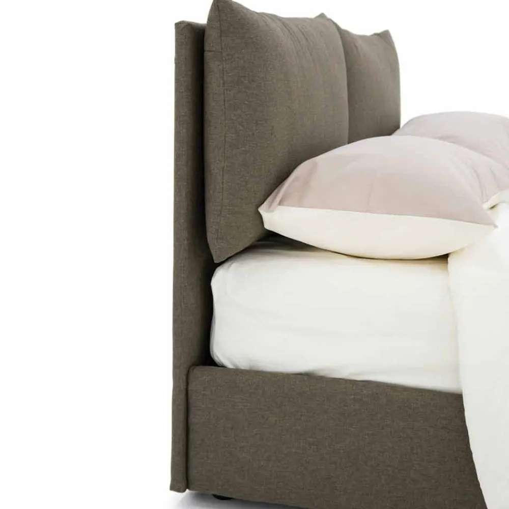 Viadurini Night Design Maßgeschneiderte Möbel|Polsterbetten-Doppelbett aus Stoff gepolstert mit schwarzen Füßen Made in Italy - Bandola