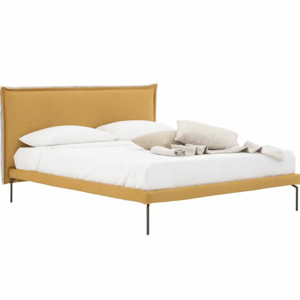 Viadurini Night Design Maßgeschneiderte Möbel|Polsterbetten-Doppelbett aus Stoff mit Metallfüßen Made in Italy - Glorio