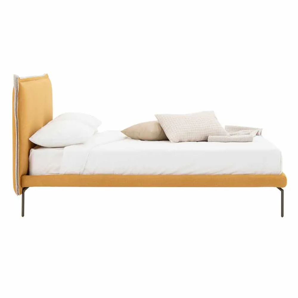Viadurini Night Design Maßgeschneiderte Möbel|Polsterbetten-Doppelbett aus Stoff mit Metallfüßen Made in Italy - Glorio