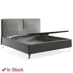 Viadurini Night Design Polsterbetten-Doppelbett aus Stoff oder Samt mit Stauraum Made in Italy – Ernesto