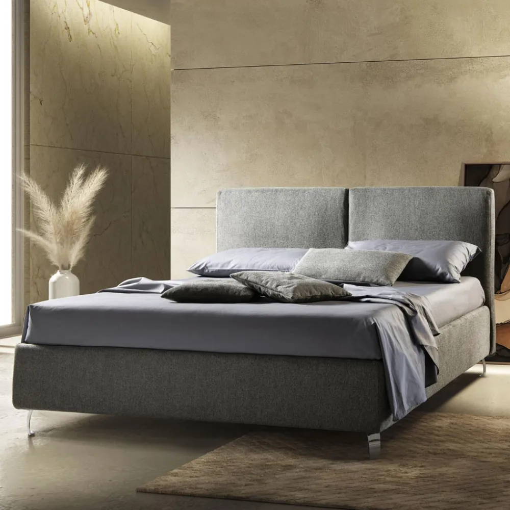 Viadurini Night Design Polsterbetten-Doppelbett aus Stoff oder Samt mit Matratze Made in Italy – Ernesto