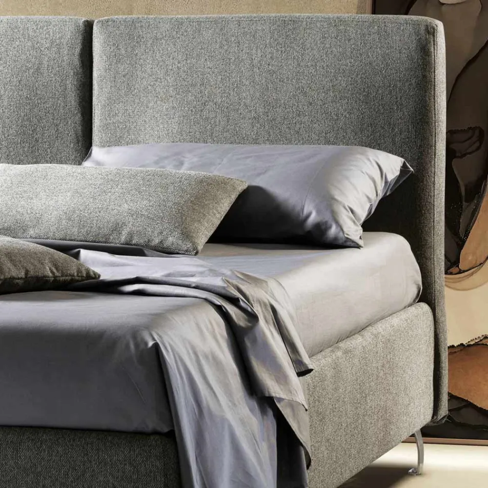 Viadurini Night Design Polsterbetten-Doppelbett aus Stoff oder Samt mit Matratze Made in Italy – Ernesto