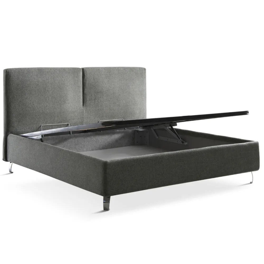 Viadurini Night Design Polsterbetten-Doppelbett aus Stoff oder Samt mit Matratze Made in Italy – Ernesto