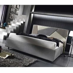 Viadurini Night Design Polsterbetten-Doppelbett, gepolstert, mit Aufbewahrungsbox 160x190/200cm Mia