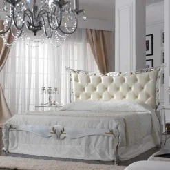 Viadurini Night Design Schmiedeeisen Doppelbetten-Doppelbett im klassischen Stil aus Eisen und Leder, hergestellt in Italien – King