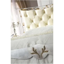 Viadurini Night Design Schmiedeeisen Doppelbetten-Doppelbett im klassischen Stil aus Eisen und Leder, hergestellt in Italien – King