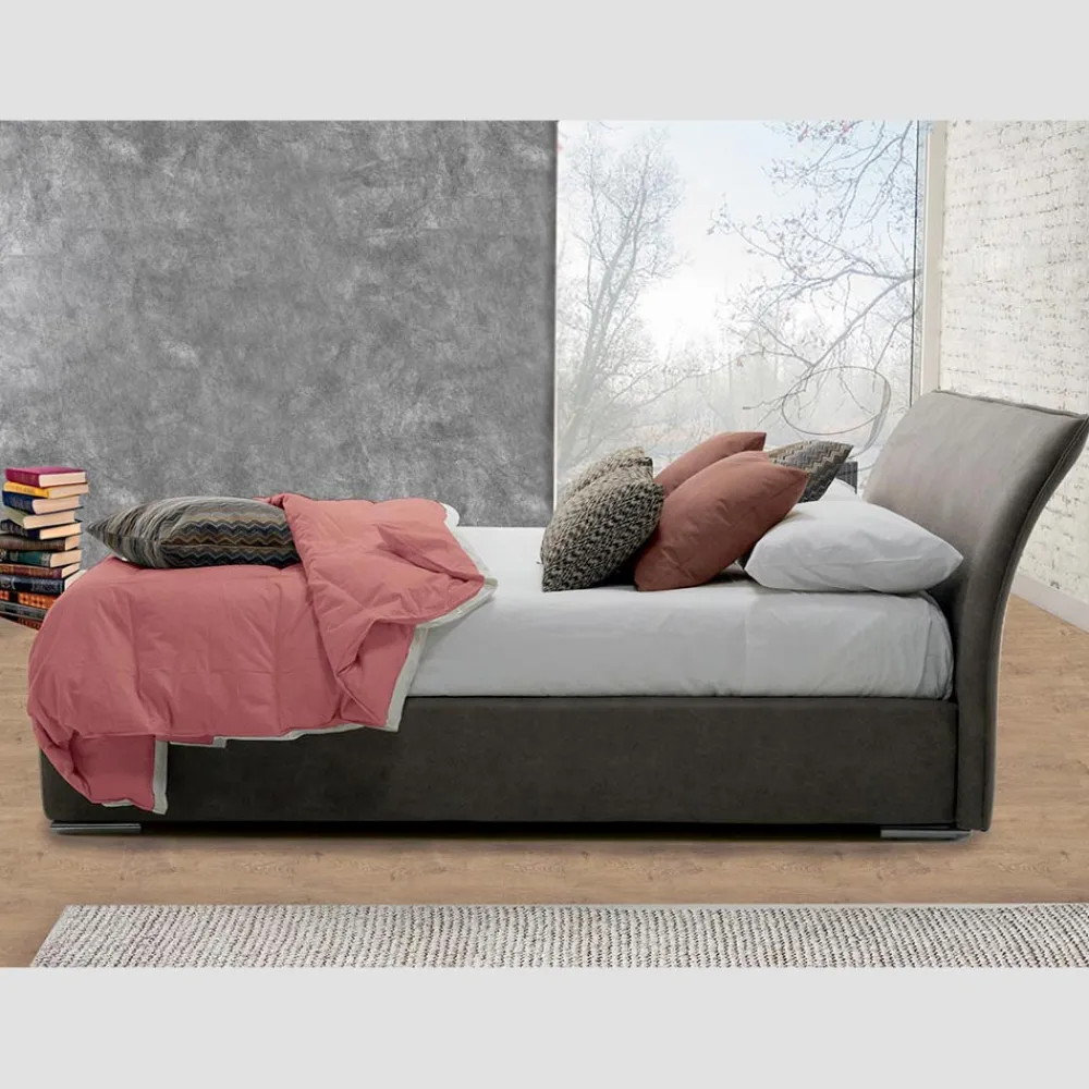 Viadurini Night Design Maßgeschneiderte Möbel|Polsterbetten-Doppelbett mit Behälter aus Stoff oder Kunstleder Made in Italy - Doremì