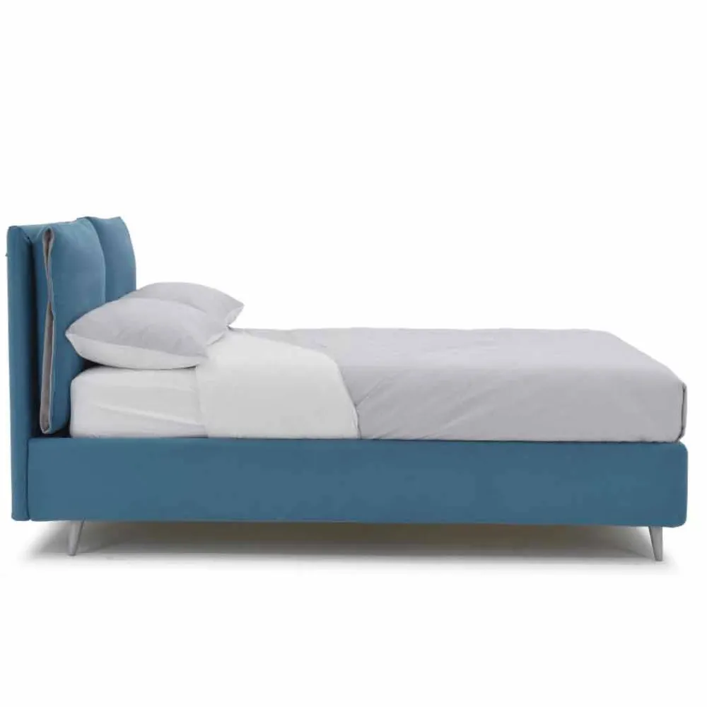 Viadurini Night Design Maßgeschneiderte Möbel|Polsterbetten-Doppelbett mit Behälter aus Stoff Made in Italy - Renato