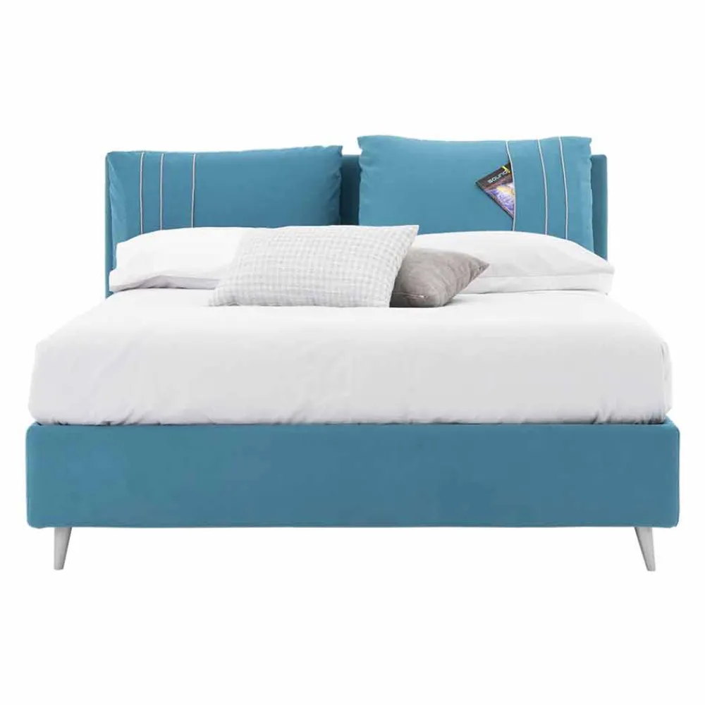 Viadurini Night Design Maßgeschneiderte Möbel|Polsterbetten-Doppelbett mit Behälter aus Stoff Made in Italy - Renato