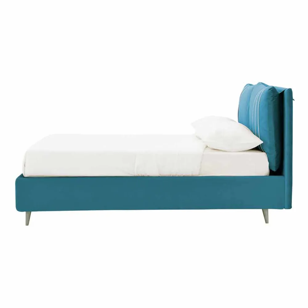 Viadurini Night Design Maßgeschneiderte Möbel|Polsterbetten-Doppelbett mit Behälter aus Stoff Made in Italy - Renato