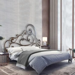 Viadurini Night Design Schmiedeeisen Doppelbetten-Doppelbett mit Bettrahmen aus Eisen, hergestellt in Italien – Pongo