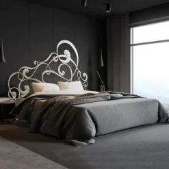 Viadurini Night Design Schmiedeeisen Doppelbetten-Doppelbett mit Bettrahmen aus Eisen, hergestellt in Italien – Pongo