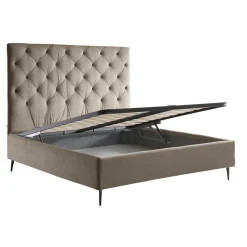 Viadurini Night Design Maßgeschneiderte Möbel|Polsterbetten-Doppelbett mit Bettwäschegarnitur aus Baumwolle Made in Italy - Sallie