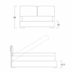 Bolzan Letti Maßgeschneiderte Möbel|Polsterbetten-Doppelbett mit Container, zeitgenössisches Design Iorca Bolzan