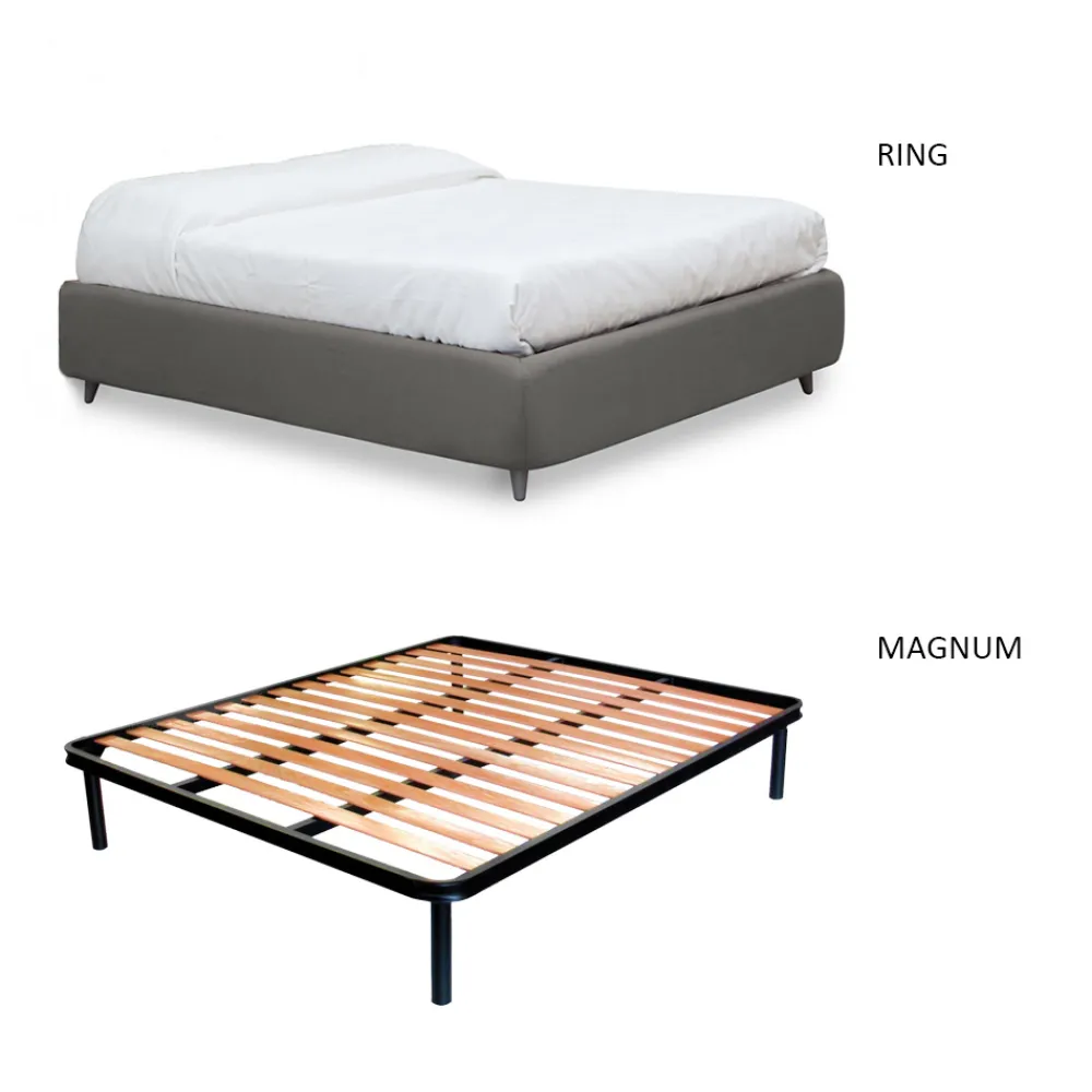 Viadurini Night Design Polsterbetten-Doppelbett mit Eisenkopfteil und gepolstertem Bettrahmen, hergestellt in Italien – Kenzo