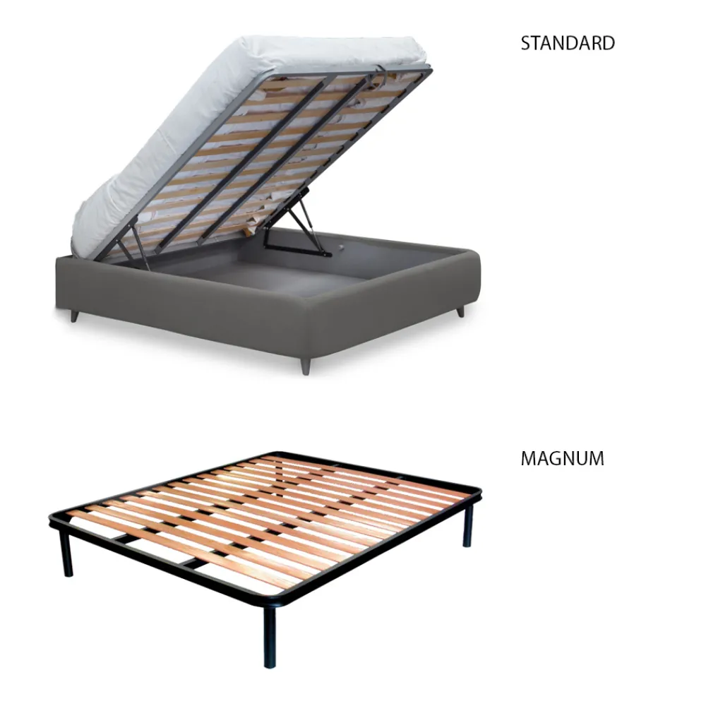 Viadurini Night Design Polsterbetten-Doppelbett mit eisernem Kopfteil und Kissen, hergestellt in Italien – Peter