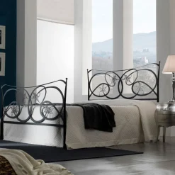 Viadurini Night Design Schmiedeeisen Doppelbetten-Doppelbett mit Fußteil in verschiedenen Ausführungen, hergestellt in Italien – Natur