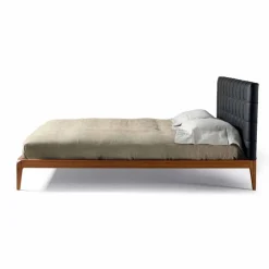 Viadurini Night Design Polsterbetten-Doppelbett mit gepolstertem Kopfteil Leilo, Design 160x200cm
