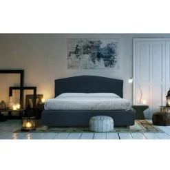 Viadurini Night Design Polsterbetten-Doppelbett mit gepolstertem Kopfteil aus Made in Italy-Stoff – Fulmine
