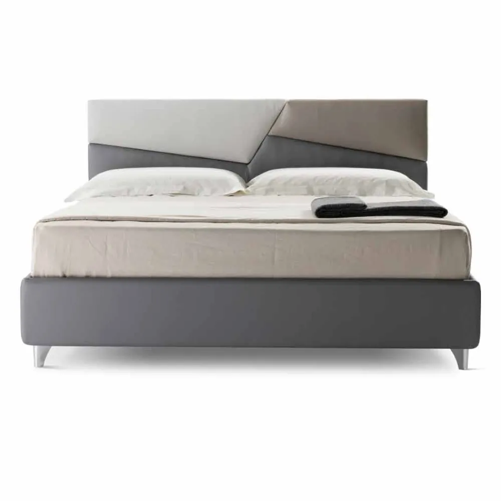 Viadurini Night Design Maßgeschneiderte Möbel|Polsterbetten-Doppelbett mit gepolstertem Behälter aus Kunstleder Made in Italy - Raggino