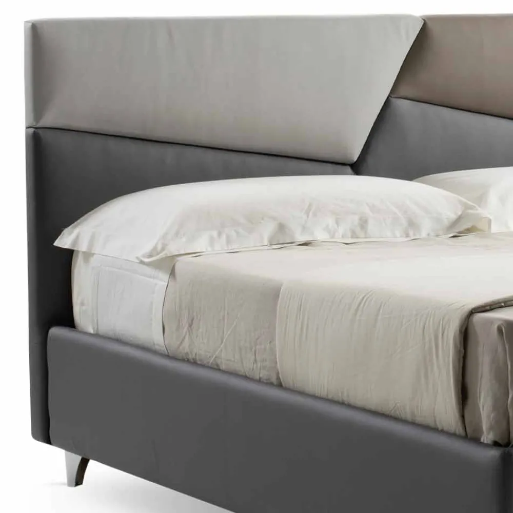 Viadurini Night Design Maßgeschneiderte Möbel|Polsterbetten-Doppelbett mit gepolstertem Behälter aus Kunstleder Made in Italy - Raggino