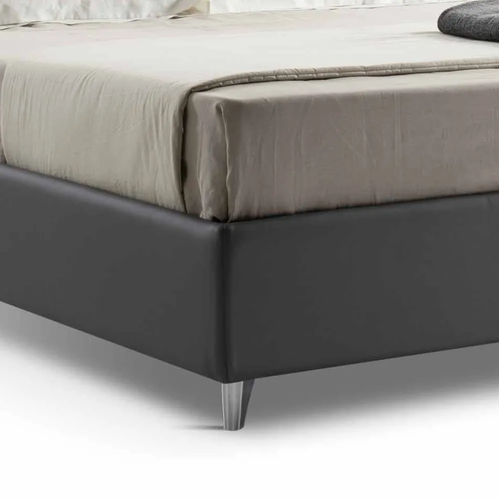 Viadurini Night Design Maßgeschneiderte Möbel|Polsterbetten-Doppelbett mit gepolstertem Behälter aus Kunstleder Made in Italy - Raggino