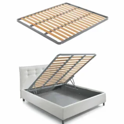 Viadurini Night Design Maßgeschneiderte Möbel|Polsterbetten-Doppelbett mit gepolstertem Behälter aus Kunstleder Made in Italy - Raggino