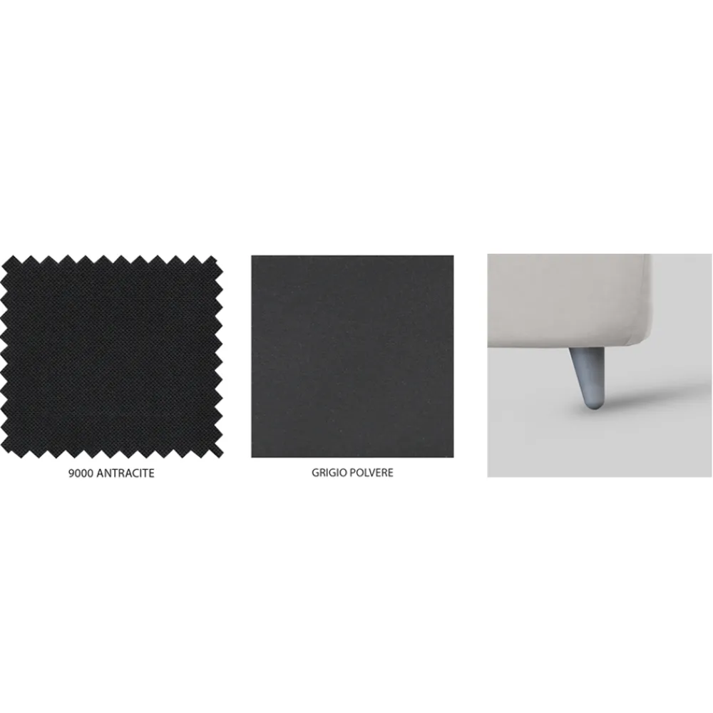 Viadurini Night Design Polsterbetten-Doppelbett mit gepolstertem Bettrahmen, hergestellt in Italien – Shadow