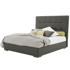 Viadurini Night Design Maßgeschneiderte Möbel|Polsterbetten-Doppelbett mit Kasten und Kingsize-Kopfteil aus Stoff oder Kunstleder - Ponente