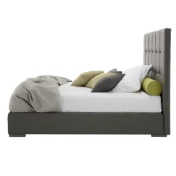 Viadurini Night Design Maßgeschneiderte Möbel|Polsterbetten-Doppelbett mit Kasten und Kingsize-Kopfteil aus Stoff oder Kunstleder - Ponente