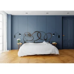 Viadurini Night Design Schmiedeeisen Doppelbetten-Doppelbett mit Kopfteil aus Eisenrohr, hergestellt in Italien – Kenzo