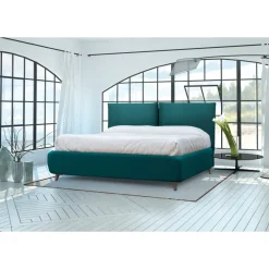 Viadurini Night Design Polsterbetten-Doppelbett mit optionalem Stauraum und Füßen, hergestellt in Italien – Birba