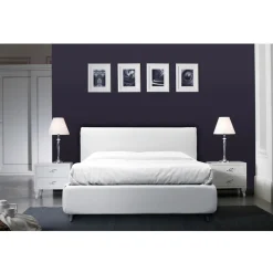 Viadurini Night Design Schlafzimmer Komplett-Doppelbett mit optionaler Containerbox, 2 Nachttischen und Matratze – Fiuto