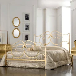 Viadurini Night Design Schmiedeeisen Doppelbetten-Doppelbett mit passendem Fußteil aus Eisen, hergestellt in Italien – Penny