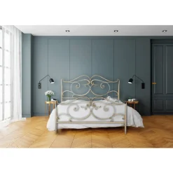 Viadurini Night Design Schmiedeeisen Doppelbetten-Doppelbett mit passendem Fußteil aus Eisen, hergestellt in Italien – Penny