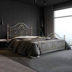 Viadurini Night Design Schmiedeeisen Doppelbetten-Doppelbett mit passendem Fußteil in verschiedenen Ausführungen – Größe