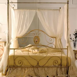 Viadurini Night Design Schmiedeeisen Doppelbetten-Doppelbett mit passendem Fußteil aus Eisenrohr, hergestellt in Italien – schick