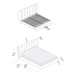 Viadurini Night Design Polsterbetten-Doppelbett mit Polsterung aus Polyurethanschaum Made in Italy - Capriccio